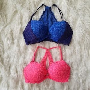 VS Pink Lace Racerback Push-Up Bras [set of 2]
